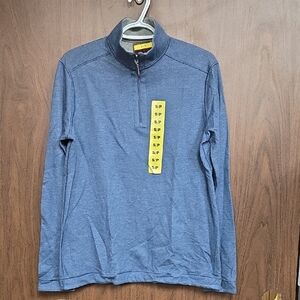 Johnston & Murphy Size S Blue/Grey Reversible 1/4 Zip Long Sleeved Shirt